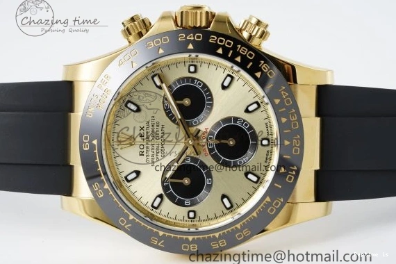 1222 OnTrend Daytona 116518 BTF 1:1 Best Edition YG Black Dial on Oysterflex Rubber Strap SA4130 V 2260